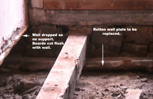 Rotten wall plate to be replaced